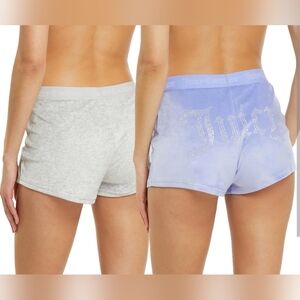 Juicy Couture NWT Velour Lounge Shorts  2 Pair Purple & Gray Size Lge